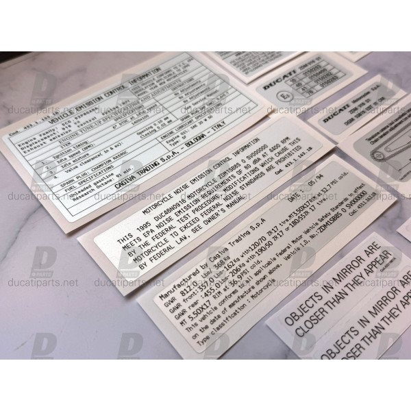 1995 Ducati 916 Varese (US) Full Set of Reproduction Frame and Tail Stickers