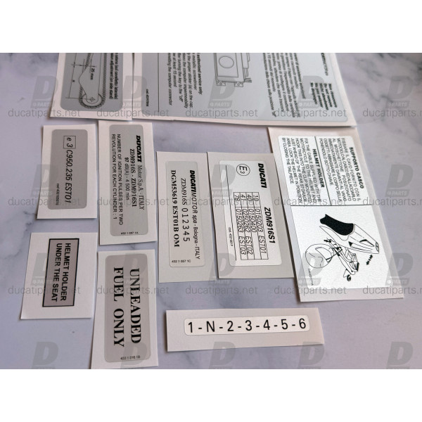 1998 Ducati 916 (EU) Full Set of Frame and Tail Stickers